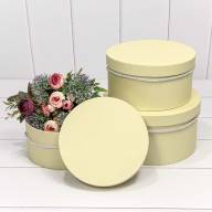Коробки Круглые Набор 1/3 22*11,8 с ручками Бежевый 1/24 Арт: 7201340/2 - Коробки Круглые Набор 1/3 22*11,8 с ручками Бежевый 1/24 Арт: 7201340/2