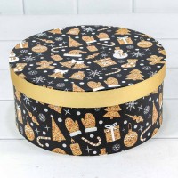 Коробки Круглые Набор 1/3 25,5*11,5 "Новый год" Чёрный 1/12 Арт: 7302245/1645