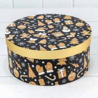 Коробки Круглые Набор 1/3 25,5*11,5 &quot;Новый год&quot; Чёрный 1/12 Арт: 7302245/1645 - Коробки Круглые Набор 1/3 25,5*11,5 "Новый год" Чёрный 1/12 Арт: 7302245/1645