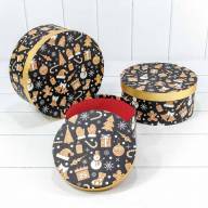 Коробки Круглые Набор 1/3 25,5*11,5 &quot;Новый год&quot; Чёрный 1/12 Арт: 7302245/1645 - Коробки Круглые Набор 1/3 25,5*11,5 "Новый год" Чёрный 1/12 Арт: 7302245/1645