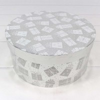 Коробки Круглые Набор 1/3 25,5*11,5 "Подарки" Серебряный 1/12 Арт: 7302245/1636