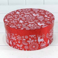 Коробки Круглые Набор 1/3 25,5*11,5 "Новогодний" Красный 1/12 Арт: 7302245/1634