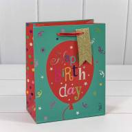 Пакет подарочный с тиснением &quot;Happy Birthday&quot; (микс) 18*23*10 210г 1/20 1/200 Арт: 000159E - Пакет подарочный с тиснением "Happy Birthday" (микс) 18*23*10 210г 1/20 1/200 Арт: 000159E
