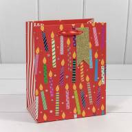 Пакет подарочный с тиснением &quot;Happy Birthday&quot; (микс) 18*23*10 210г 1/20 1/200 Арт: 000159E - Пакет подарочный с тиснением "Happy Birthday" (микс) 18*23*10 210г 1/20 1/200 Арт: 000159E