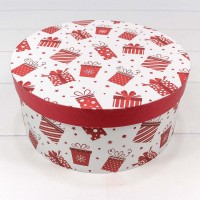 Коробки Круглые Набор 1/3 25,5*11,5 "Подарки" Белый 1/12 Арт: 7302245/1689