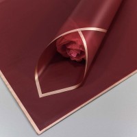 Плёнка в листах 58*58 (20 шт.) матовая с золотым краем 50мкм Бордовый 1/60 Арт: 1640/2042