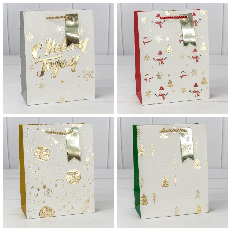 Пакет подарочный "Новый год" (микс 401) 18*23*10 210г 1/20 1/360 Арт: 300401E