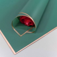 Плёнка в листах 58*58 (20 шт.) матовая с золотым краем 50мкм Синевато-зелёный 1/60 Арт: 1640/4164