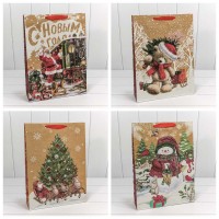Пакет подарочный Крафт "Новогодний" (микс) 33*45*11 150г 1/20 1/240 Арт: 300367A