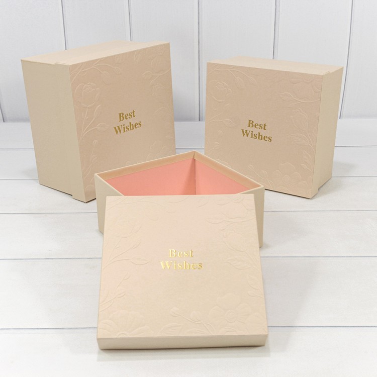 Коробки Квадратные Набор 1/3 21*21*12,3 "Best Wishes" Бежевый 1/24 Арт: 720634/1