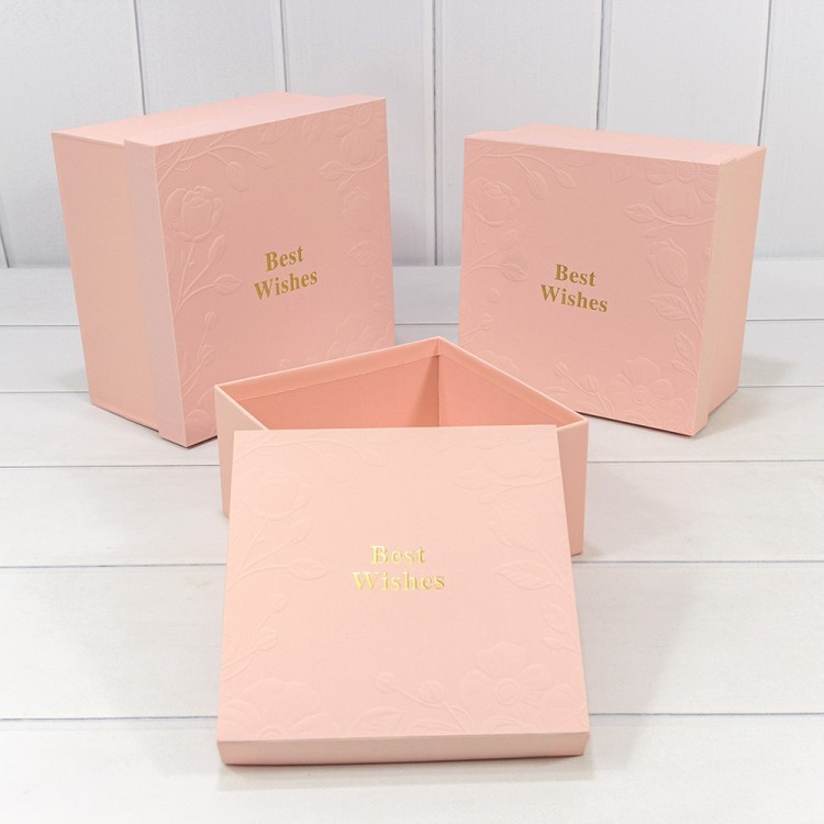Коробки Квадратные Набор 1/3 21*21*12,3 "Best Wishes" Розовый 1/24 Арт: 720634/1-1