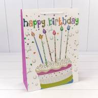 Пакет подарочный &quot;Happy birthday&quot; (микс) 30*41,5*12 210г 1/20 1/80 Арт: 000269A - Пакет подарочный "Happy birthday" (микс) 30*41,5*12 210г 1/20 1/80 Арт: 000269A