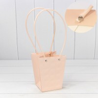 Пакет подарочный "Ваза для цветов" 15,5*13*9,5 "Квадраты" Персиковый 1/10 1/150 Арт: 000168G/33