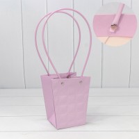 Пакет подарочный "Ваза для цветов" 15,5*13*9,5 "Квадраты" Светло-сиреневый 1/10 1/150 Арт: 000168G/530