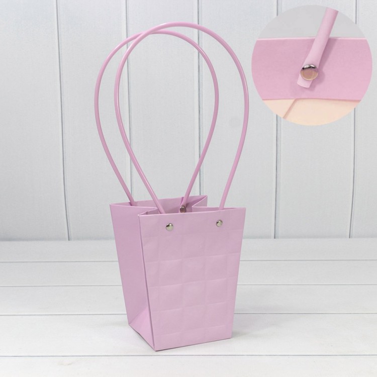 Пакет подарочный "Ваза для цветов" 15,5*13*9,5 "Квадраты" Светло-сиреневый 1/10 1/150 Арт: 000168G/530