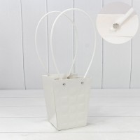 Пакет подарочный "Ваза для цветов" 15,5*13*9,5 "Квадраты" Белый 1/10 1/150 Арт: 000168G/7