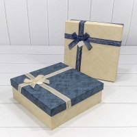 Коробки Квадратные Набор 1/3 28*28*9,5 бантом Синий (ассортимент) 1/24 Арт: 720980/7