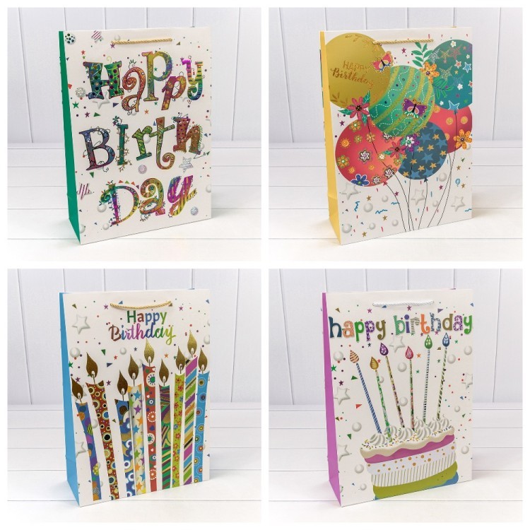 Пакет подарочный "Happy birthday" (микс) 26*32*10 210г 1/20 1/240 Арт: 000269C