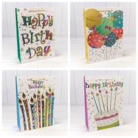 Пакет подарочный "Happy birthday" (микс) 18*23*10 210г 1/20 1/360 Арт: 000269E
