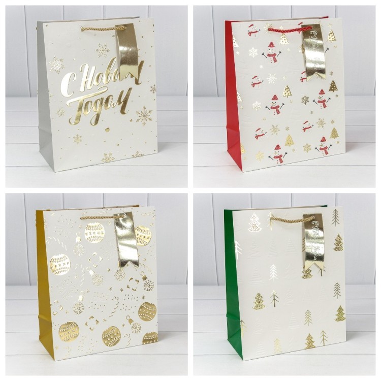 Пакет подарочный "Новый год" (микс 401) 26*32*13 210г 1/20 1/120 Арт: 300401C