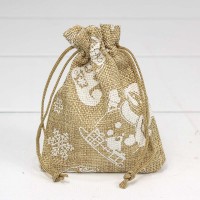 Мешочки из искусственного льна 9*12 с рисунком "Новый год" 1/50 1/2000 Арт: 000807I/3