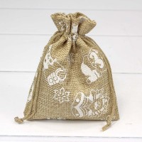 Мешочки из искусственного льна 12*15 с рисунком "Новый год" 1/50 1/2000 Арт: 000807H/3