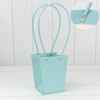 Пакет подарочный "Ваза для цветов" 15,5*13*9,5 "Ромбы" Голубой 1/10 1/150 Арт: 000174G/14