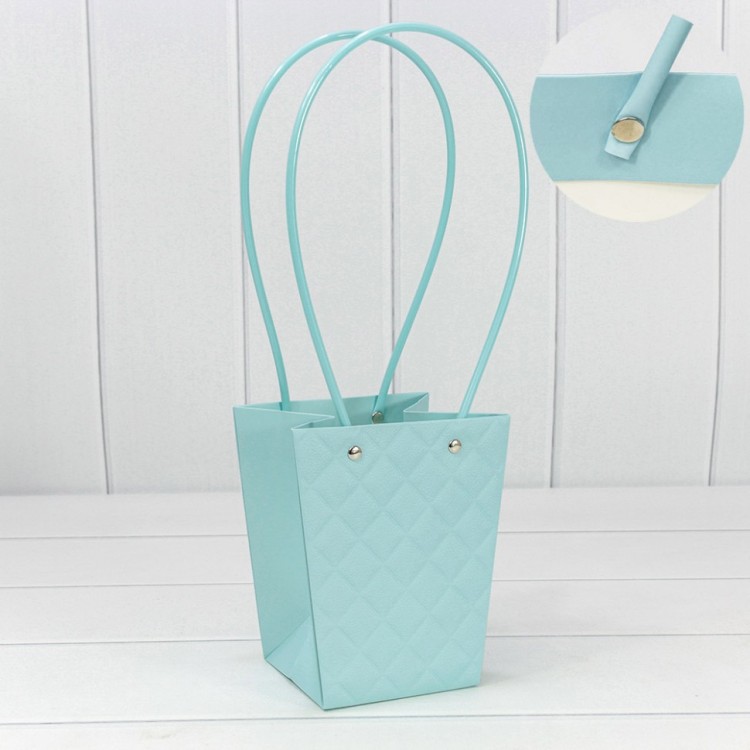 Пакет подарочный "Ваза для цветов" 15,5*13*9,5 "Ромбы" Голубой 1/10 1/150 Арт: 000174G/14