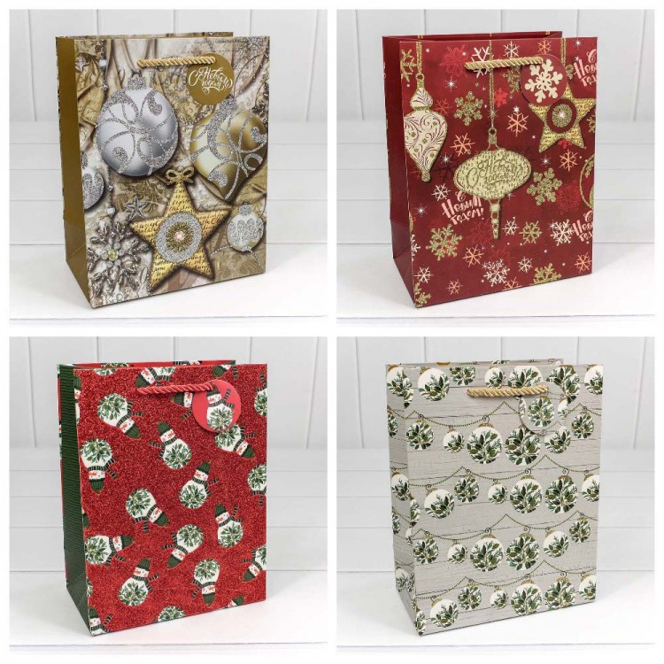 Пакет подарочный с блеском "Новый год" (микс) 18*23*10 1/20 1/360 Арт: 300320E