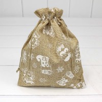 Мешочки из искусственного льна 18*23 с рисунком "Новый год" 1/25 1/1000 Арт: 000807E/3