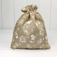 Мешочки из искусственного льна 26*32 с рисунком "Новый год" 1/25 1/400 Арт: 000807C/3
