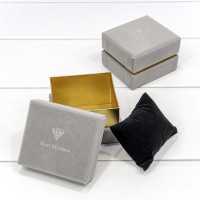 Коробка Прямоугольная 8,9*7,9*6,5 бархатная Серый 1/6 1/120 Арт: 721164/4