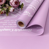  Плёнка 0,58*10м матовая с печатью "Good Luck" 65мкм Сиреневый-7437 1/30 Арт: 1662/7437