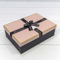 Коробки Прямоугольные Набор 1/3 29*21*9,5 с бантом Розовый/Чёрный 1/12 Арт: 72091308/2