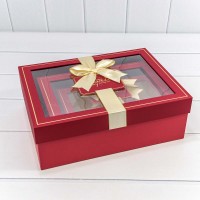 Коробки Прямоугольные Набор 1/3 33,5*25*11,5 с окошком и бантом Красный 1/12 Арт: 721306/2