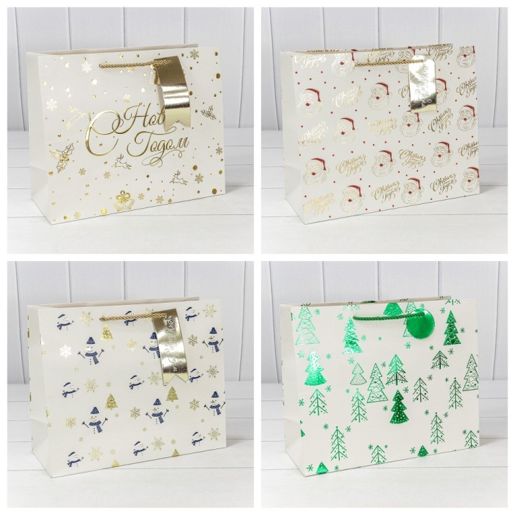 Пакет подарочный "Новый год" (микс 402) 32*26*13 1/20 1/240 Арт: 300402CA