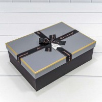 Коробки Прямоугольные Набор 1/3 29*21*9,5 с бантом Серый/Чёрный 1/12 Арт: 72091308/4