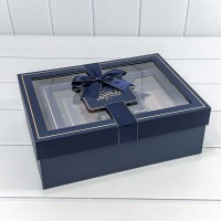 Коробки Прямоугольные Набор 1/3 33,5*25*11,5 с окошком и бантом Тёмно-синий 1/12 Арт: 721306/4