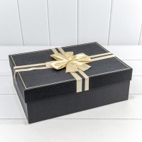 Коробки Прямоугольные Набор 1/3 33,5*25*11,5 с бантом "Блеск" Чёрный 1/12 Арт: 720627/2