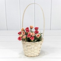 Корзина плетёная Круглая 13*9,5/28 с ручкой "Береста" Белёный 1/120 Арт: 420200/1