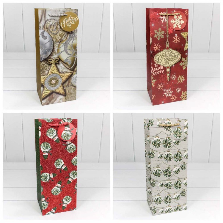 Пакет подарочный с блеском "Новый год" (микс) 14*35*11 1/20 1/240 Арт: 300320M