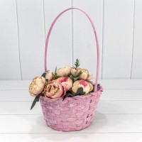 Корзина плетёная Круглая 20*11/35 с ручкой "Береста" Розовый 1/120 Арт: 420201/1