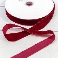 Лента Бархат 2,5см*25ярд Бордовый 1/13 1/52 Арт: 592-25/13