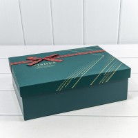 Коробки Прямоугольные Набор 1/3 29*21*9,5 с бантом "Wishes" Сине-зелёный 1/12 Арт: 720625/3