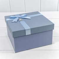 Коробки Квадратные Набор 1/3 21*21*12,3 с бантиком и цветочком Синий 1/18 Арт: 721621/2