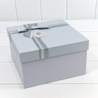 Коробки Квадратные Набор 1/3 21*21*12,3 с двойным бантиком и сердечком Голубой 1/18 Арт: 721626/1