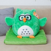 Мягкая игрушка Сова с пледом 2в1 28 см GN