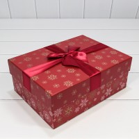 Коробки Прямоугольные Набор 1/3 28*21*11 "Снежинки" Красный 1/24 Арт: 720300-556