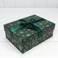 Коробки Прямоугольные Набор 1/3 28*21*11 "Снежинки" Зелёный 1/24 Арт: 720300-554