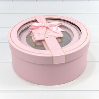 Коробки Круглые Набор 1/3 28*11,5 с окошком и бантом Розовый 1/12 Арт: 721302/1